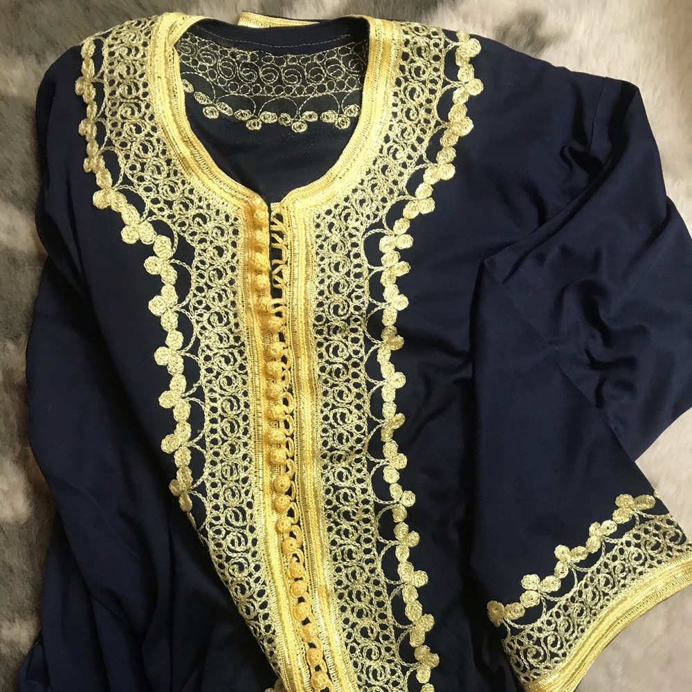 Custom ♥️Gorgeous Moroccan Navy x Gold Caftan